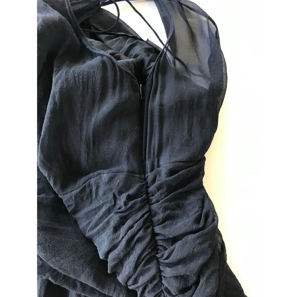 Elie Tahari Silk Little Black Dress Ruched waist Size 6 - Picture 12 of 14